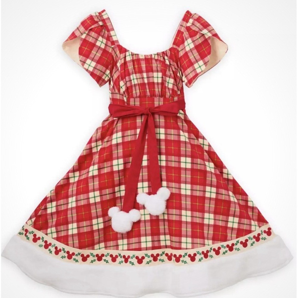 Disney Store Mickey Mouse Icon Holiday Plaid Dress Christmas Size Medium NWOT